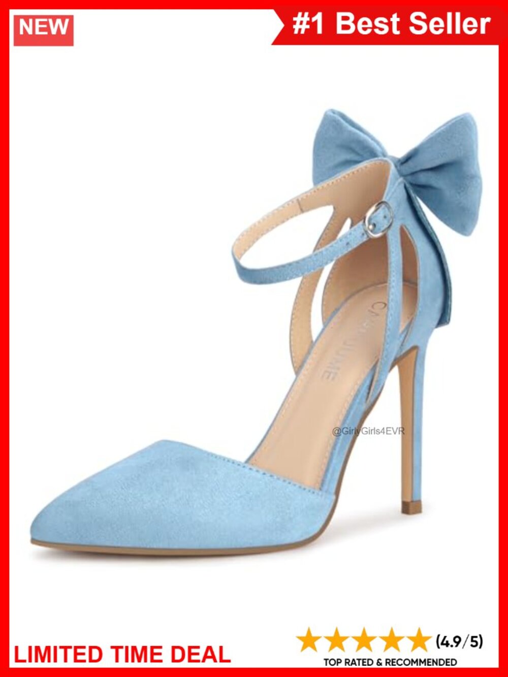 Suede Pointed Toe Stiletto Heel Pumps with Bow Ankle Strap Wedding Shoes